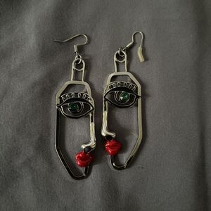 “Picasso” Face Earrings with red and green accents